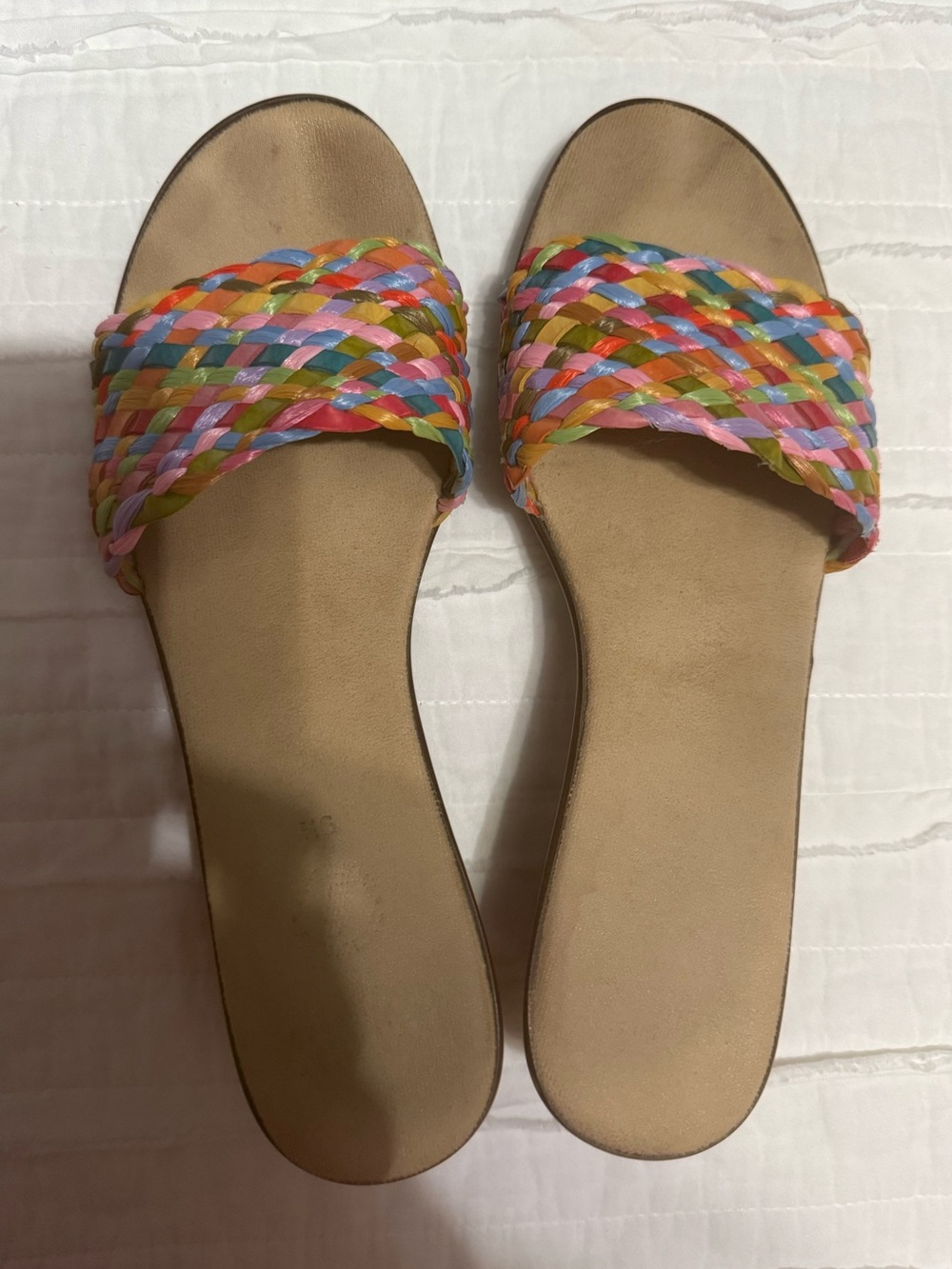 Vintage Italian Shoemakers Woven Multicolor Slide Sandals - Picture 2 of 11